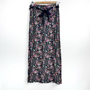 Vintage 90s April Cornell Belted Floral Maxi Skirt
